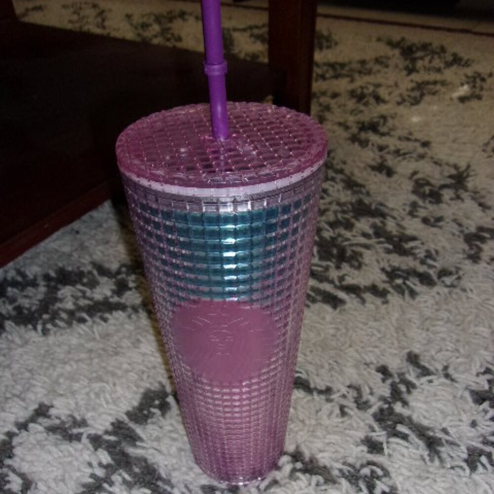 Starbucks  Venti Cup Pink/Blue Iridescent Grid